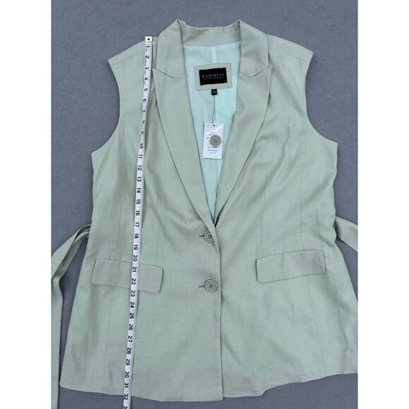 NWT Eloquii Women's Sage green longline belted vest size 14 Linen Rayon blend - Picture 6 of 8